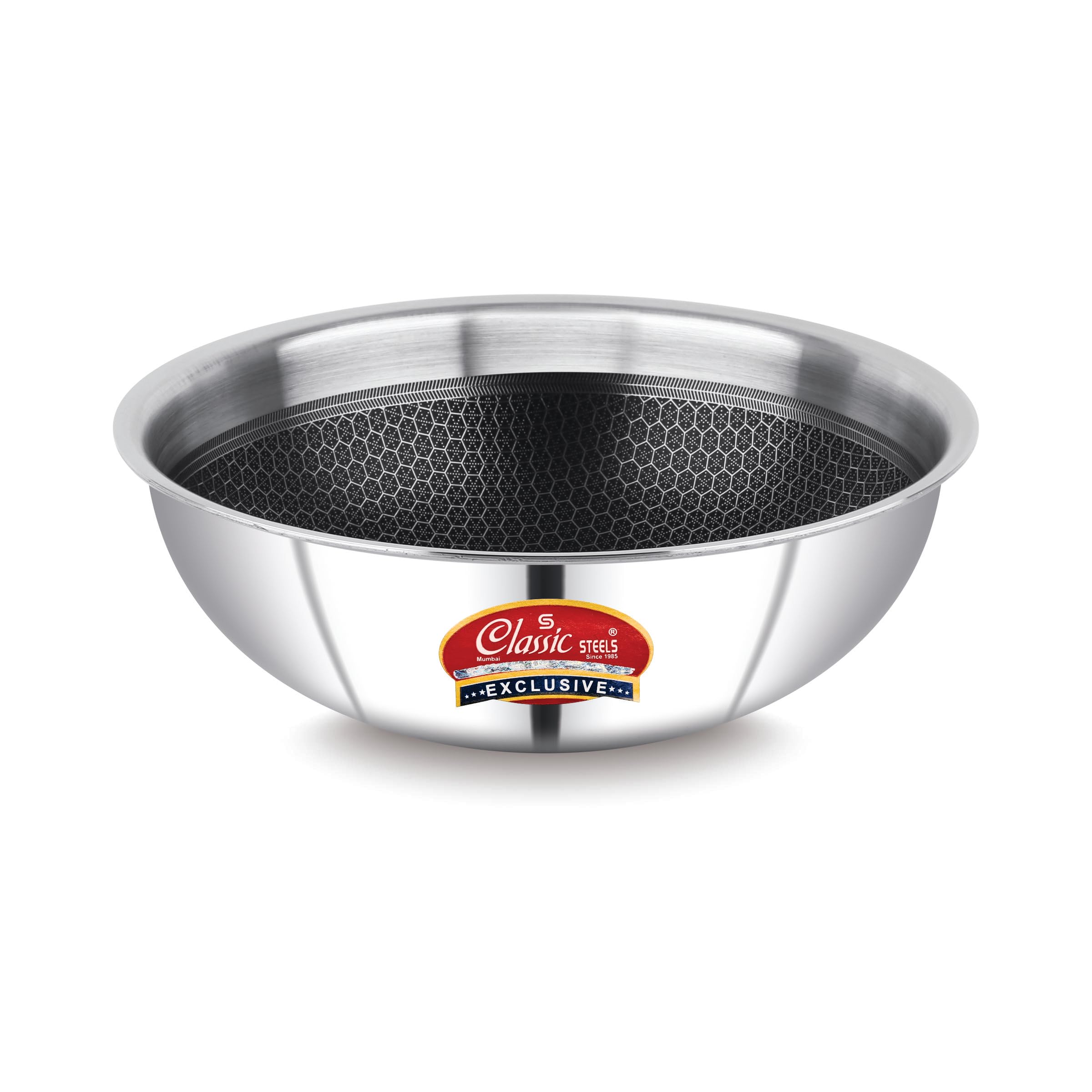 Classic Steels Hexa Comb Triply Tasla with Glass Lid-20CM