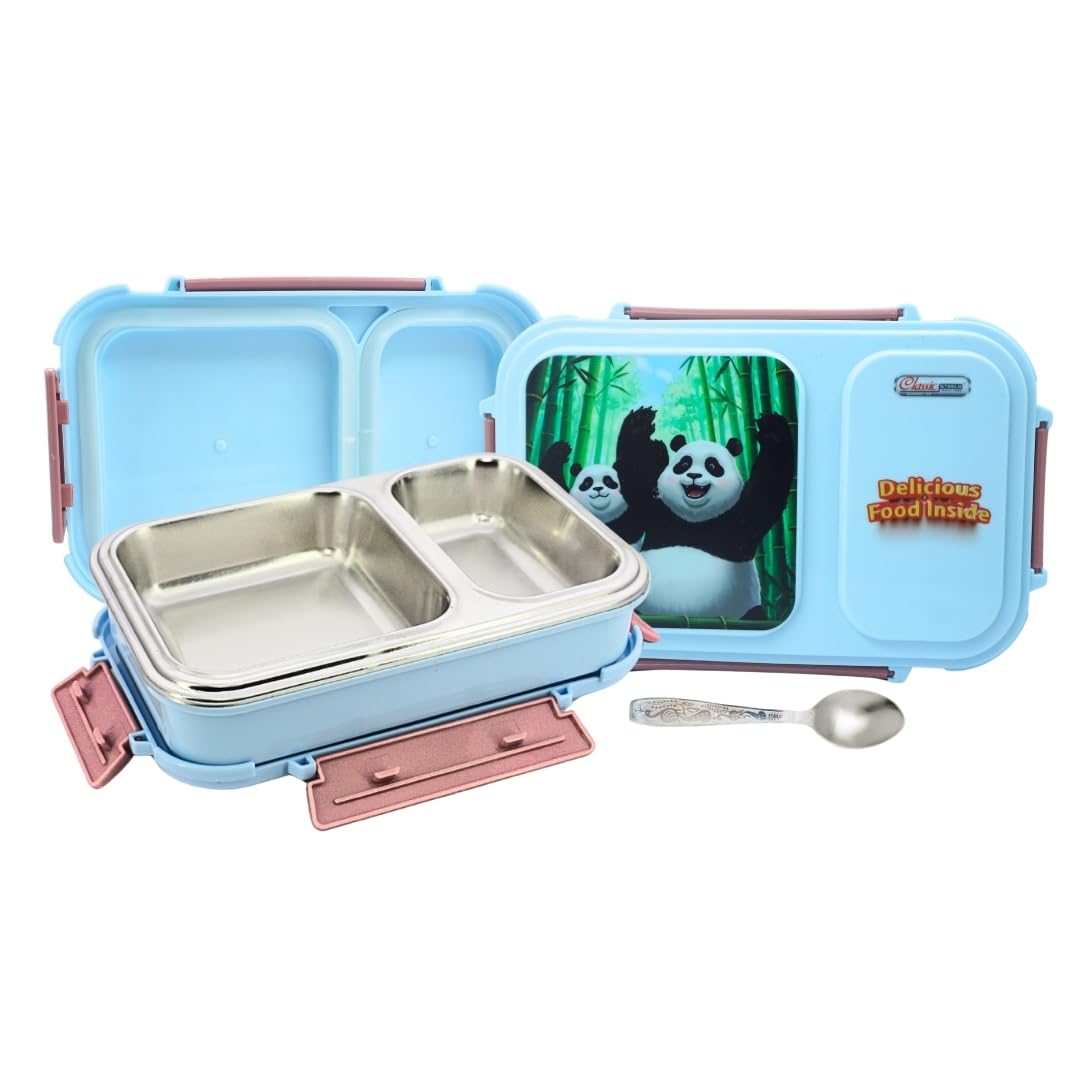 Classic Steels Bento Duo Lunch Box for Kids Blue 750ML