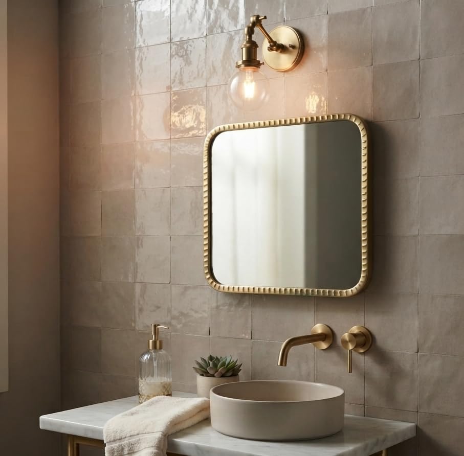 Orobe Golden Color Frame Wall Mirror 41×6×41CM  CMWEM100249_OB