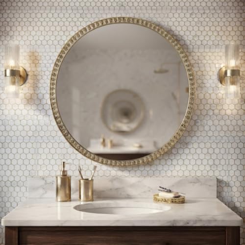 Orobe Circular Gold Metal Frame Mirror for Wall 16 Inches CMWEM100156_OB