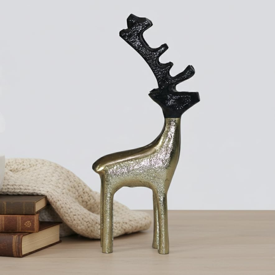 Orobe Petite Golden Reindeer Delight Metal Sculpture 19CM CGTSC100243_OB