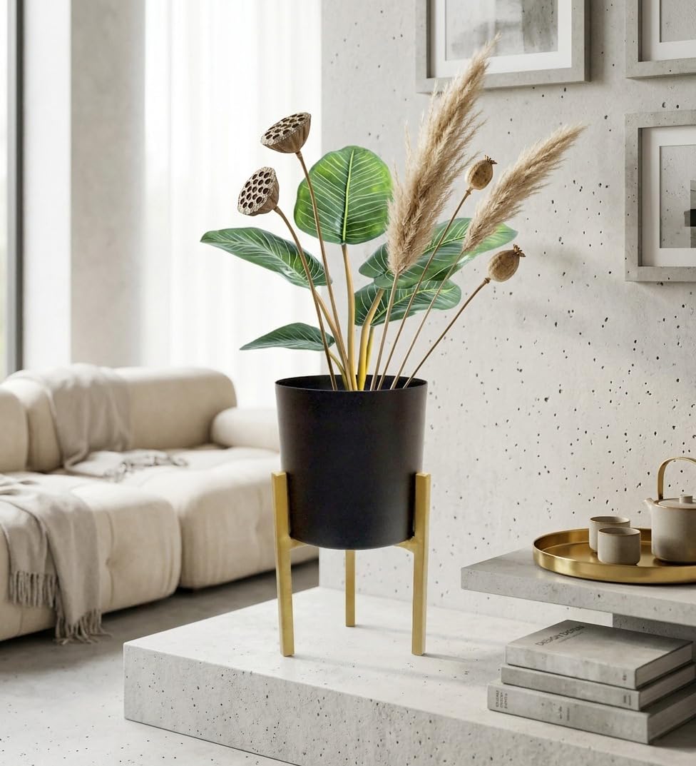 OROBE Black Matte Metal Planter Decorative Indoor & Outdoor Plant Stand CPTPL100143_OB