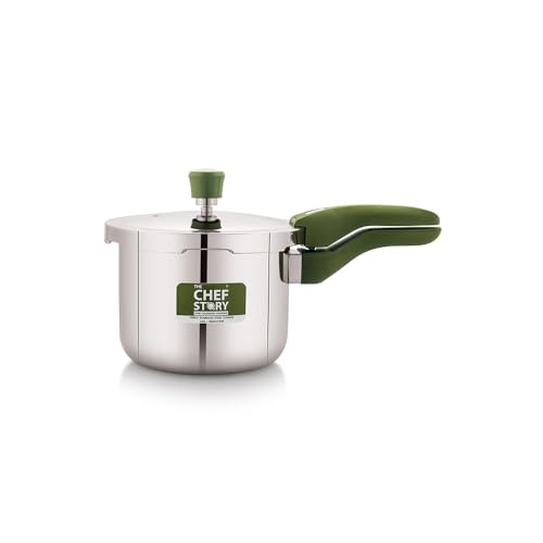 The Chef Story Cookware Haptik Triply Full Stainless Steel Pressure Cooker Outer Lid | 100% Non Toxic | Eco‑Friendly | Chamical/PFOA/PTFE‑Free | Induction‑Ready | 5 Years Warranty (1.5 Litres)