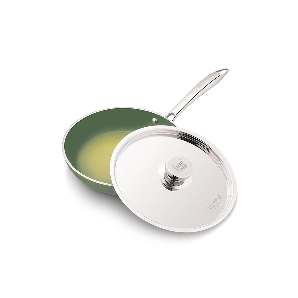 TCS MYCERA FRY PAN WITH SS LID 26CM GREEN CMFS26