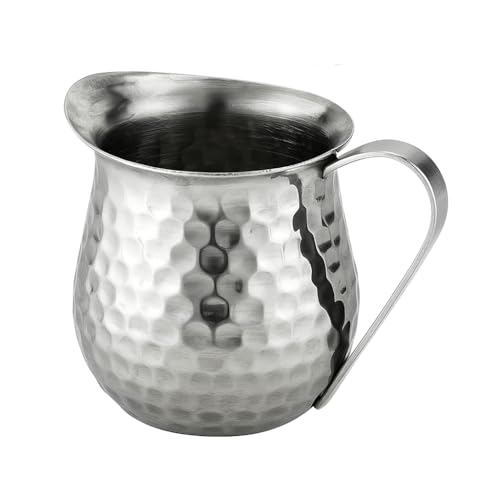Dynore SS Hammered Design Bell Creamer Espresso Shot Frothing Pitcher Cup Latte Art 150ML DS_2402