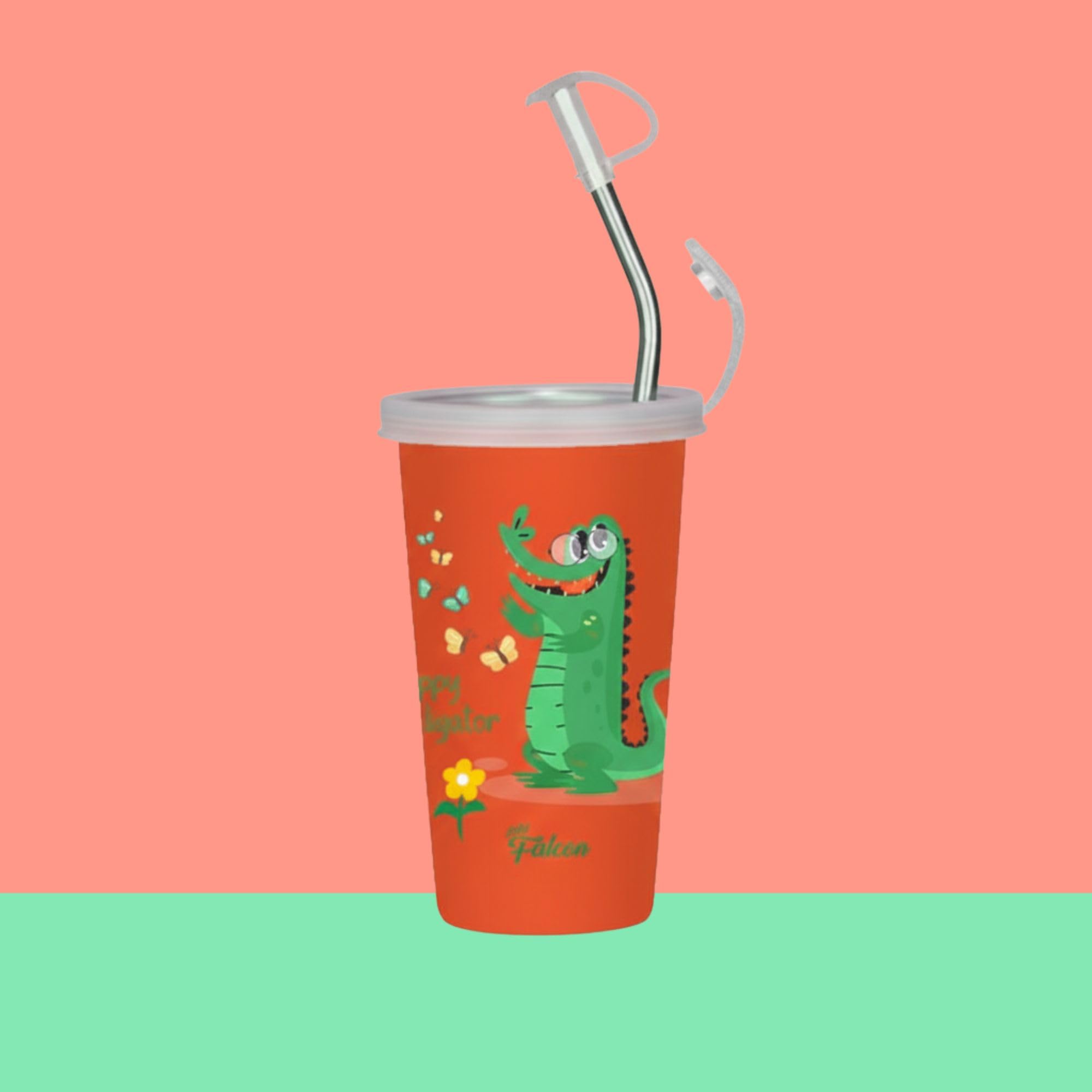Pddfalcon CN Straw Glass Aligator CN7 450ML Red FP24014