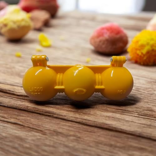 Dynore Ladoo Maker Sancha of Plastic for 3 Ladoos Yellow DS_2443