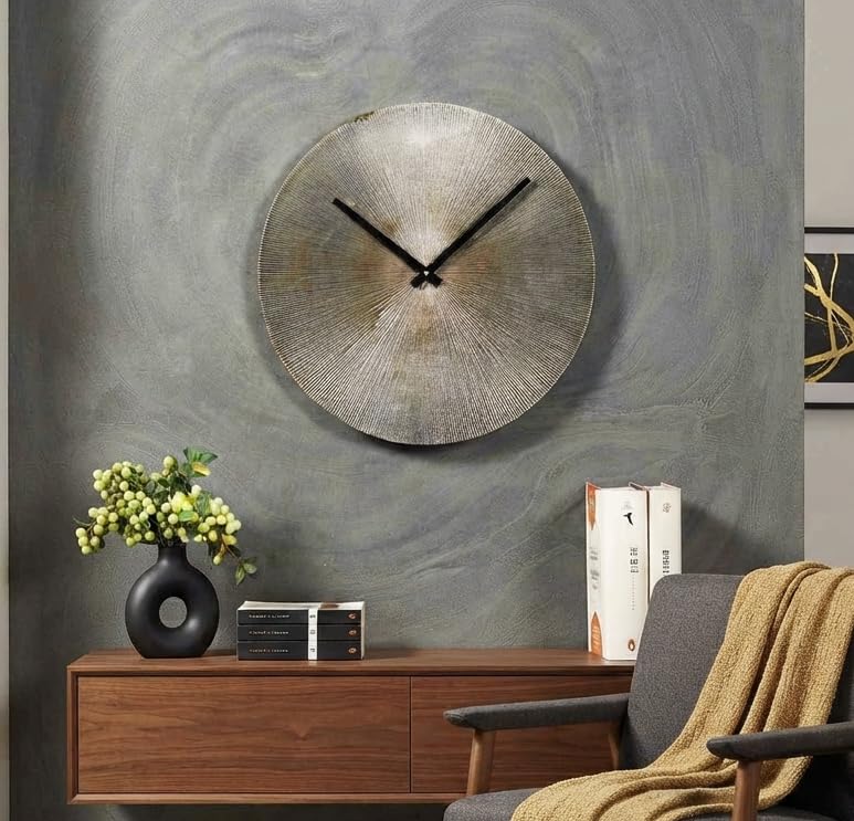 Orobe Brass Antique Aluminium Ridges Wall Clock 38CM CIWCL100070_OB
