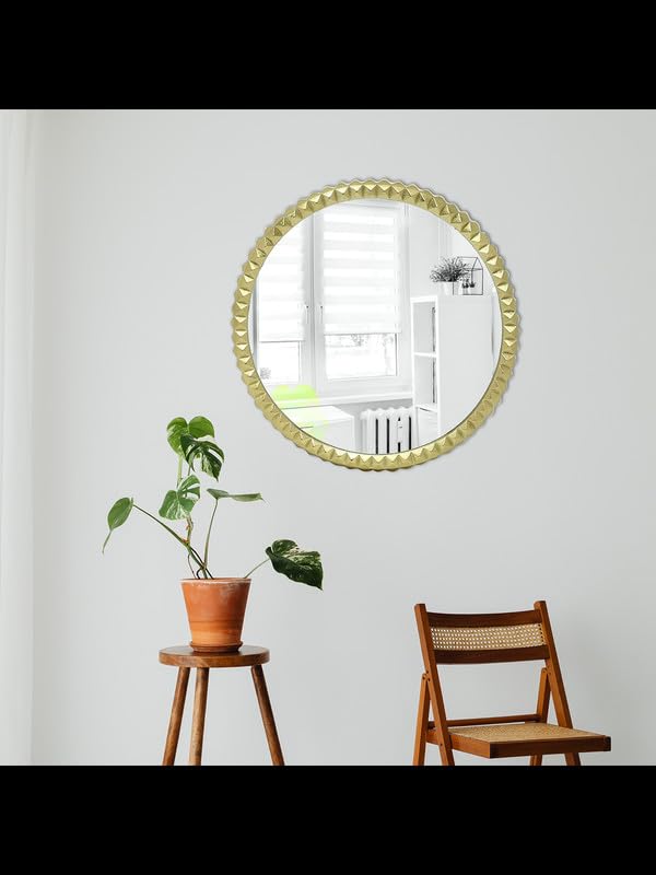 OROBE Gleaming Golden Stainless Steel Wall Mirror for Home Decoration