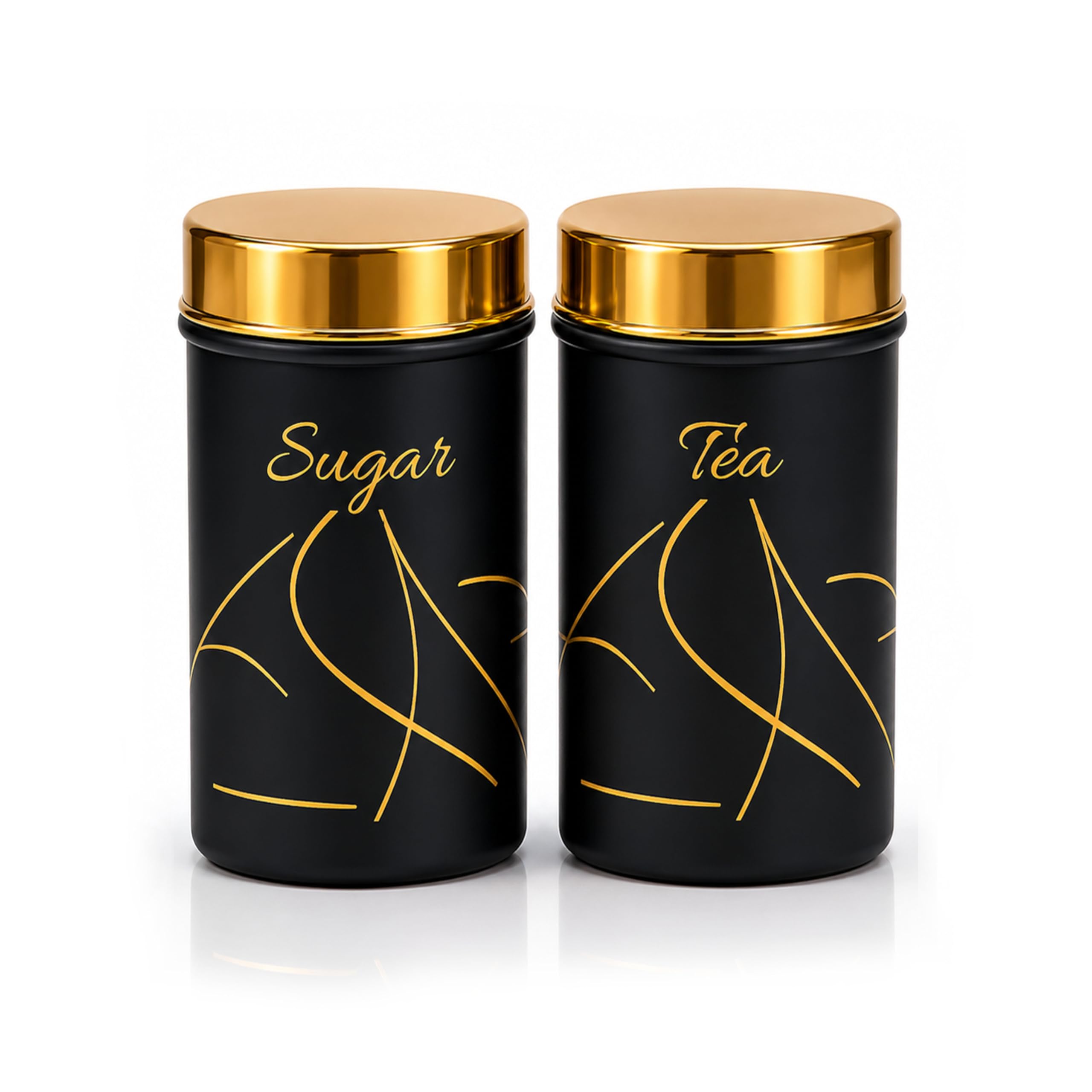Classic Steels Premium Long Tea & Sugar Canister Set Black 850ML