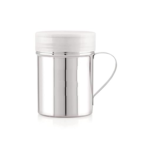 Dynore Stainless Steel Chocolate Shaker Chat Masala Sprinkler Dredger Shaker with Handle,7.5x10 cm, 250ml