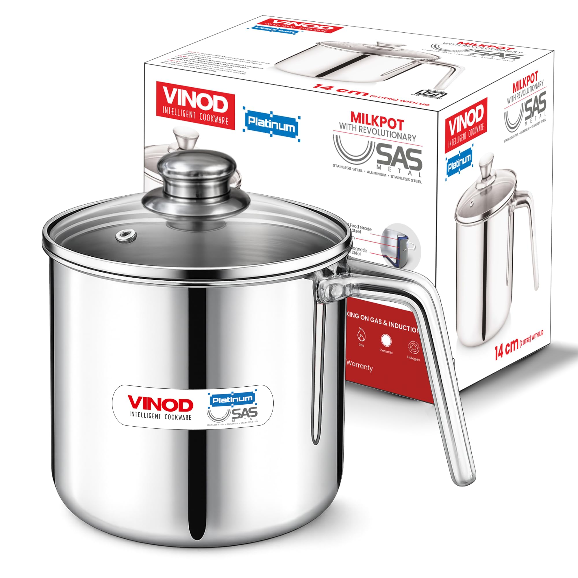 VC933 Vinod Vinod Platinum Milkpan Pot 14CM PTMPO14