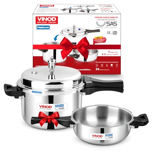 Vinod Combo of 7 Liters Pressure Cooker and 4.5 Litre Mini Pressure Cooker