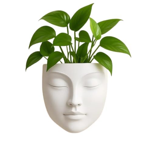 Homeatomy Oval Lady Face Shape Hanging Planter Vase White