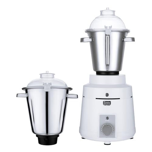 GAUTAM`S KITCHEN KING 2000 Watts Heavy-Duty Mixer Grinder | 4 Litre Liquidizer Jar & 2.25 Litre Dry Grinding Jar | Industrial-Grade Stainless Steel Jars | 3 Speed Control | Aluminium Base | White