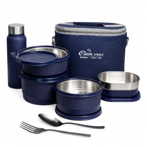 Classic Steels Urban Premium Lunch Box Set of 5 with Carry Bag
