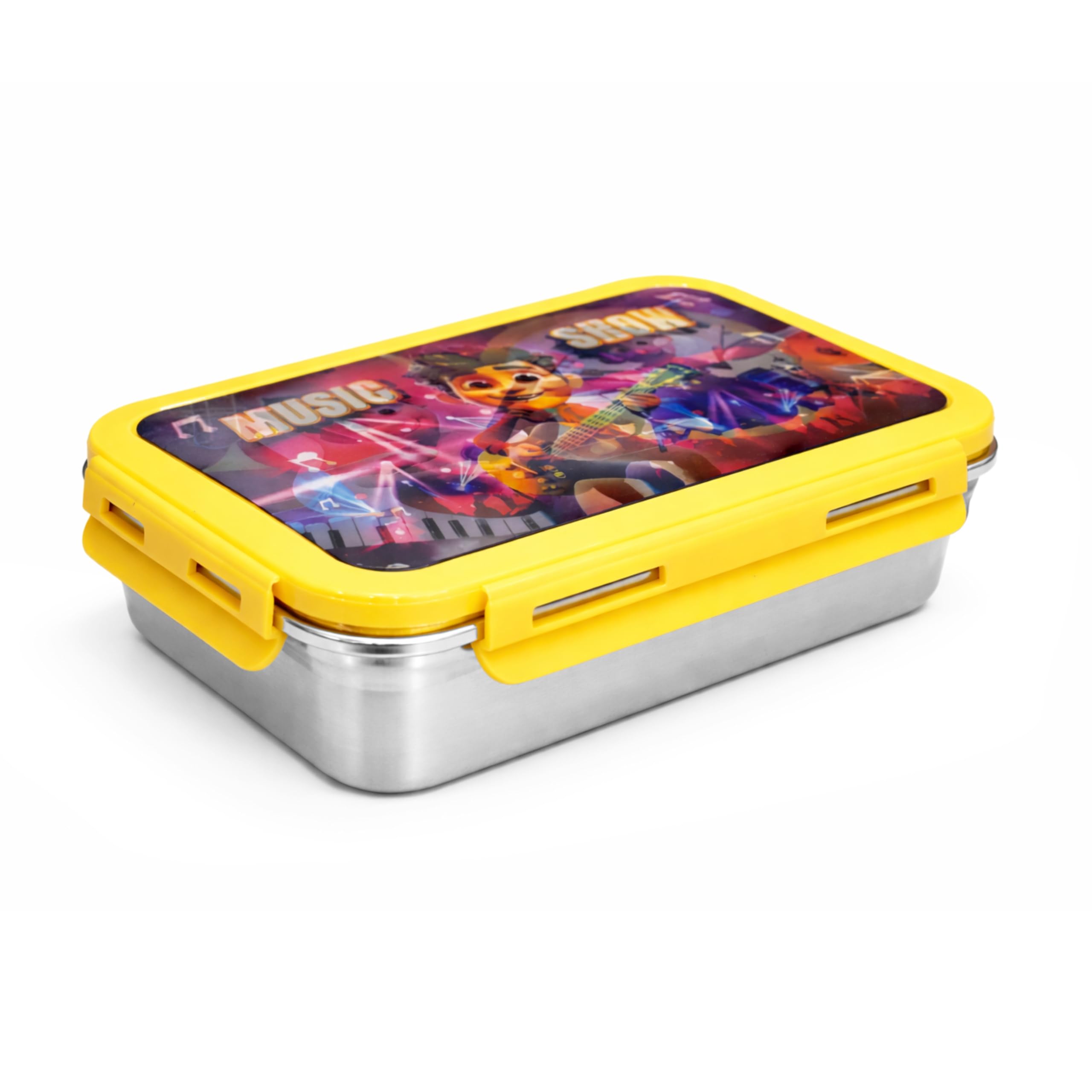 Classic Steels 3D Effect SS Lunch Box for Kids 730ML Yellow