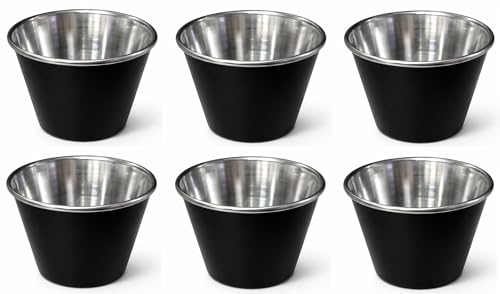 Dynore Stainless Steel 60ml Sauce & Chutney Cup/Bowl – Black | 6x6x4.5 cm Mini Dip/Chutney/Chips Dip Bowl for Restaurant & Home 6 Pcs
