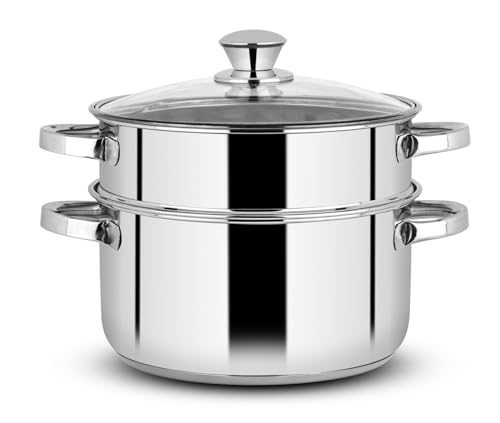 Orange 2 Tier SS Food Steamer 200MM With Glass Lid OSSC777