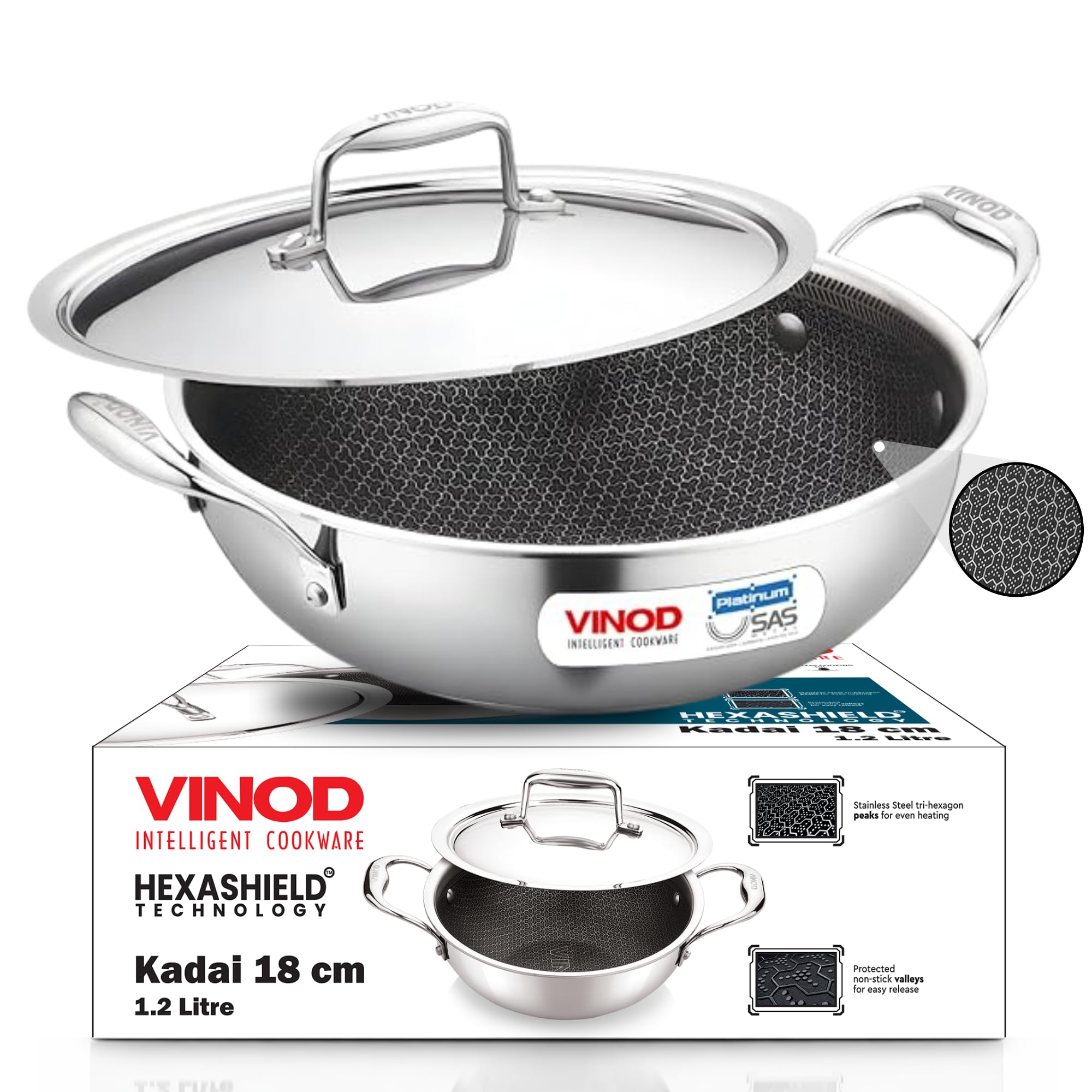 VC940 Vinod Platinum Sas Pro Extra Deep Kadai Ssl 20 CM EDPXK20