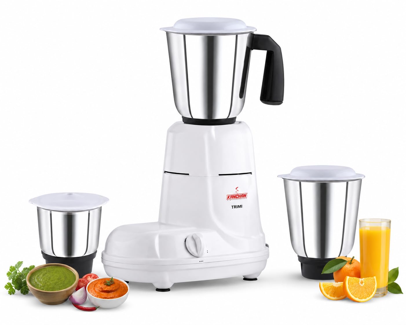 Kanchan Trimi 650 Watt Mixer Grinder with 3 Stainless Steel Jars - Kitchen Mixer Grinder for Wet and Dry Grinding Powerful Motor Mixi with Highly Efficient SS Blades, ISI Certified - 2 Year Warranty