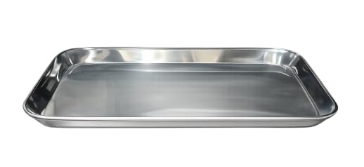 Dynore Stainless Steel Rectangular Premium Serving Tray, Heavy Duty Multipurpose Kitchen Tray 29X20.5X2 CM