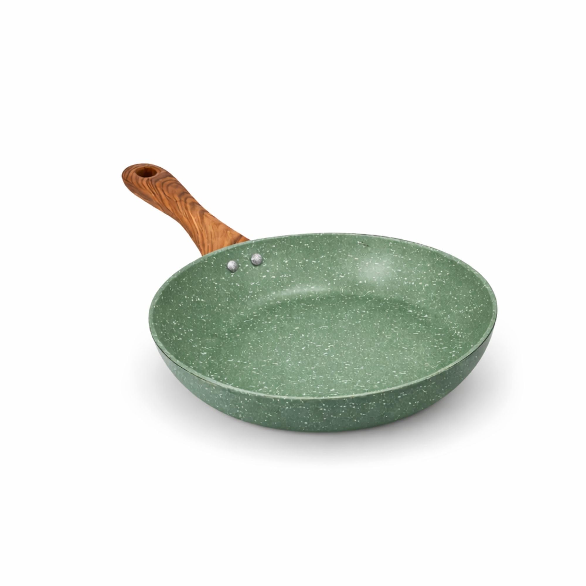 UCOOK SALFORD FORGED NS MARBLE FINISH FRYPAN IC WITH GLASS LID WOODEN HANDLE 240MM GREEN SF0314
