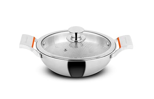 Orange Bubble Surface Deep Kadai with Glass Lid 240MM OTPC787