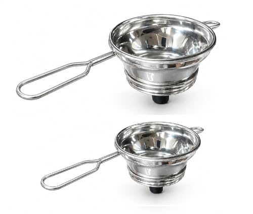 Dynore Stainless Steel 2 in 1 Tea & Oil Strainer with Fine Mesh Filter Funnel Shape Tea Strainer with Safety Lock Knob Set of 2