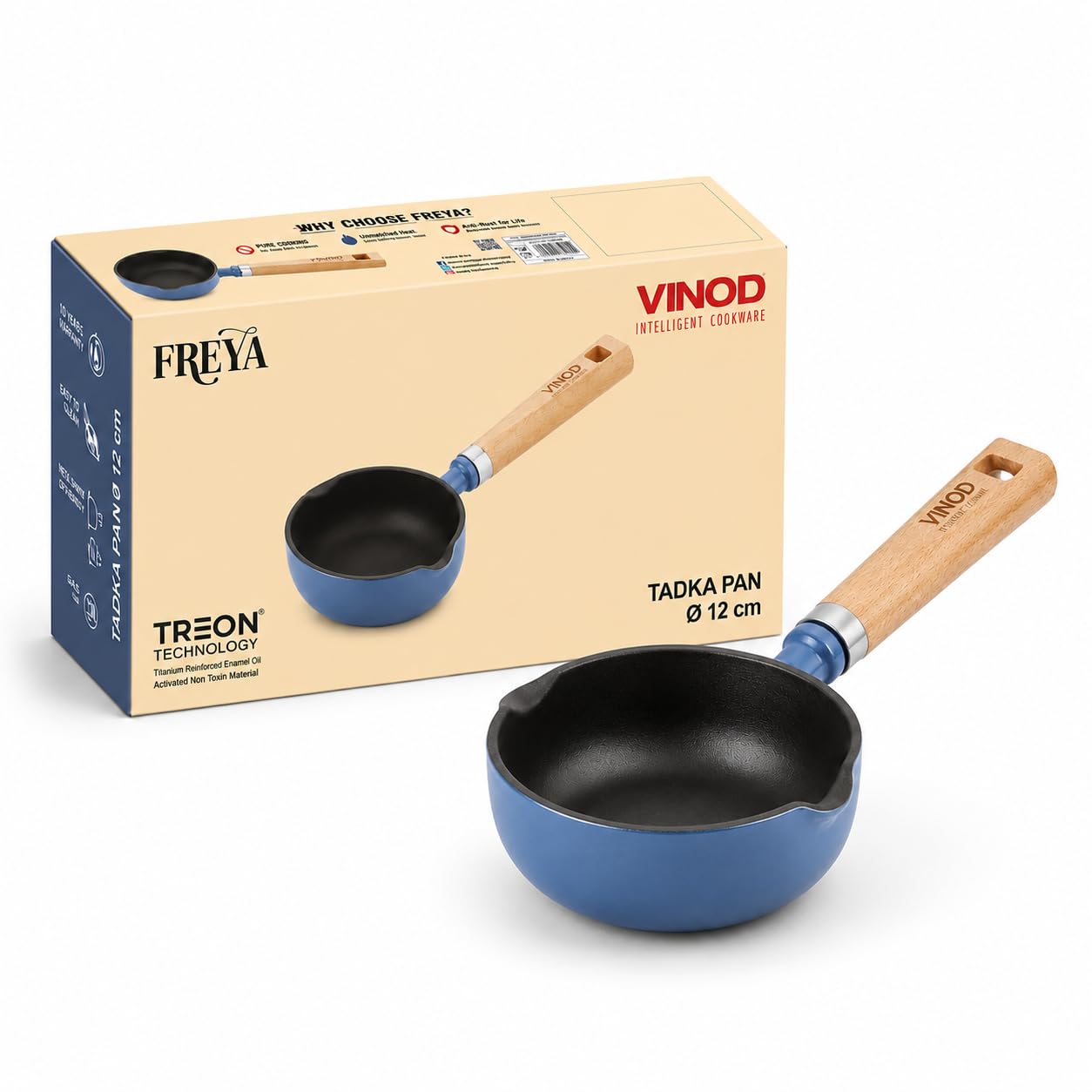 VC968 Vinod Cast Iron Freya Tadka Pan 12CM Red FRTPR12