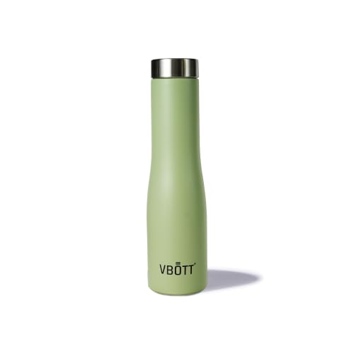 VBOTT 1000 Single Wall Steel Fridge Water Bottle, Curved Slim Reusable Bottle, Leak Proof Rust Free Odour Free Drinkware for Gym, Study, Travel Bag & Daily Drinking - Light Green