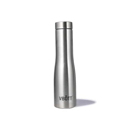 VBOTT 1000 Single Wall Steel Fridge Water Bottle, Curved Slim Reusable Bottle, Leak Proof Rust Free Odour Free Drinkware for Gym, Study, Travel Bag & Daily Drinking - Silver