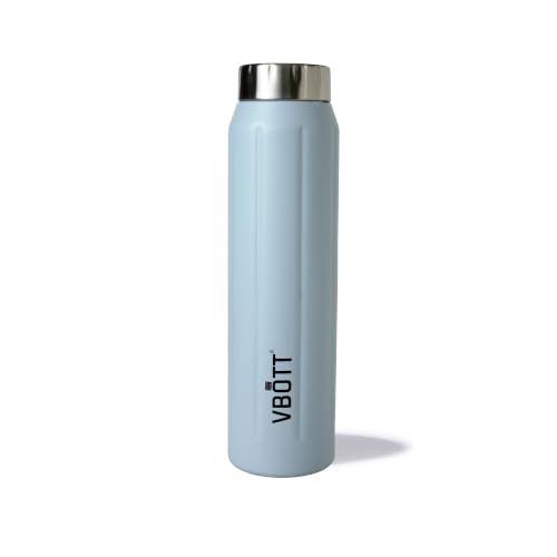 VBOTT Storm 1000 Single Wall Steel Fridge Water Bottle, Rugged Grip Design Leak Proof Reusable Bottle, Rust Free Odour Free Drinkware for Gym, Bike Rides, Trekking & Outdoor Use - Light Blue