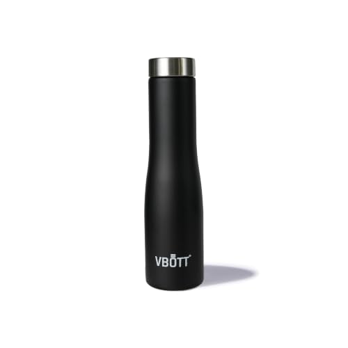 VBOTT 1000 Single Wall Steel Fridge Water Bottle, Curved Slim Reusable Bottle, Leak Proof Rust Free Odour Free Drinkware for Gym, Study, Travel Bag & Daily Drinking - Black