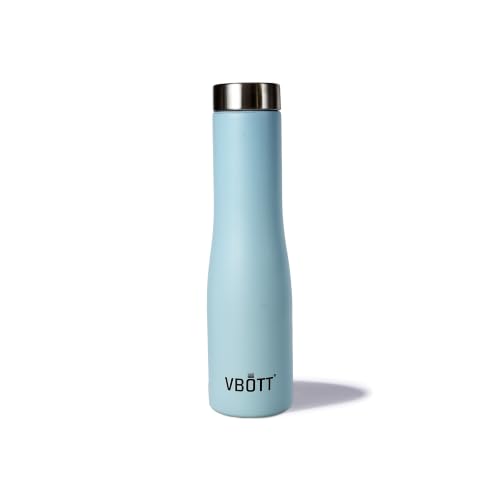 VBOTT1000 Single Wall Steel Fridge Water Bottle, Curved Slim Reusable Bottle, Leak Proof Rust Free Odour Free Drinkware for Gym, Study, Travel Bag & Daily Drinking - Light Blue