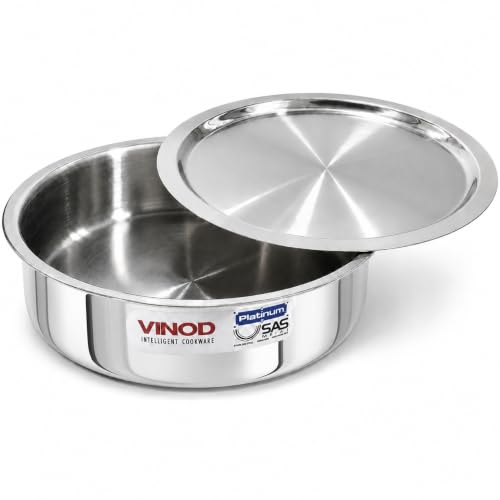 Vinod Platinum Triply Stainless Steel Lagdi with Lid - 26cm, 4 litres