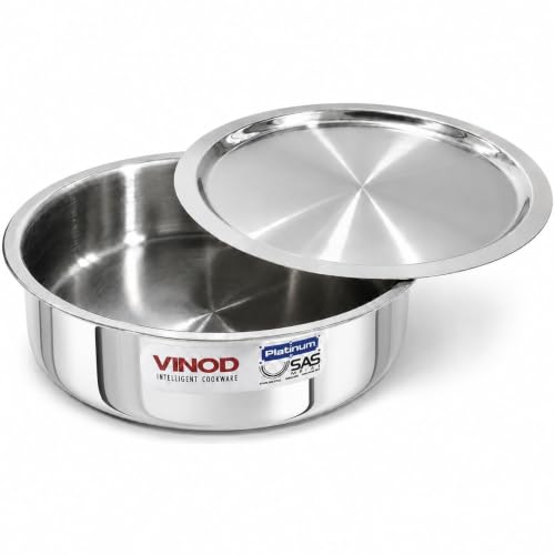 Vinod Platinum Triply Stainless Steel Lagdi with Lid - 28cm, 4.5 litres